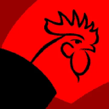 Horóscopo chino: Símbolo del Gallo en fondo rojo y negro Símbolo del Gallo en el horóscopo chino sobre fondo rojo y negro